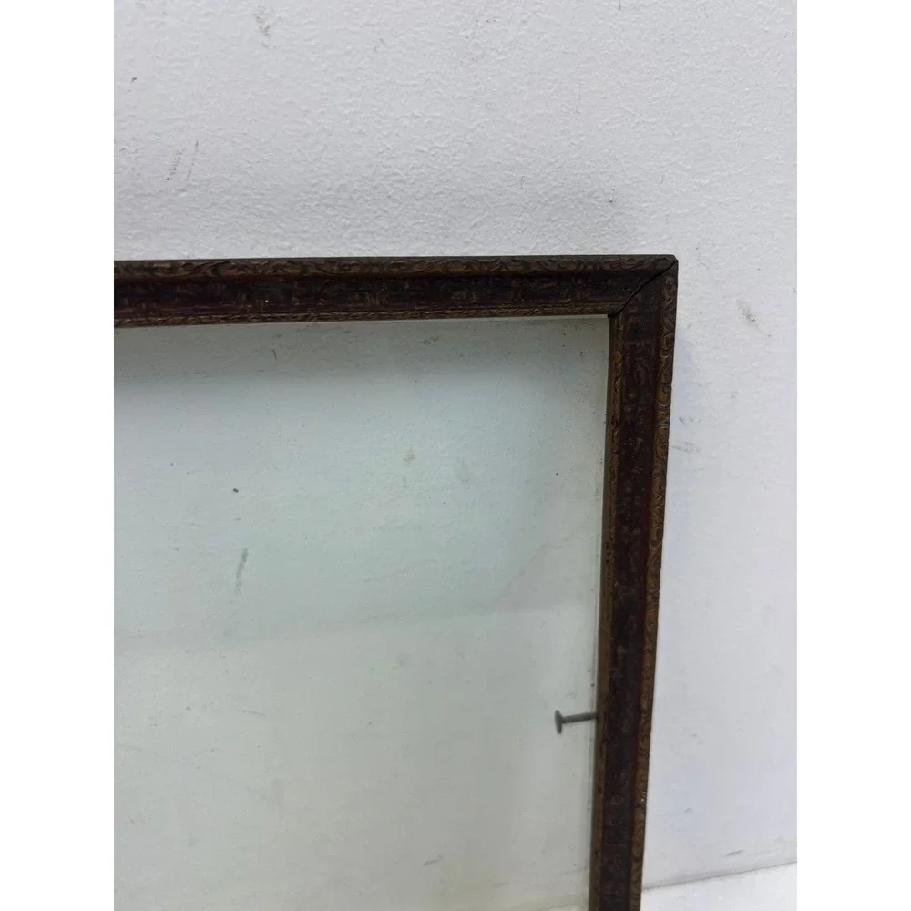 Vintage Art Deco Wood Picture Frame Pressed Gold Paint 20s 30s Fits 7